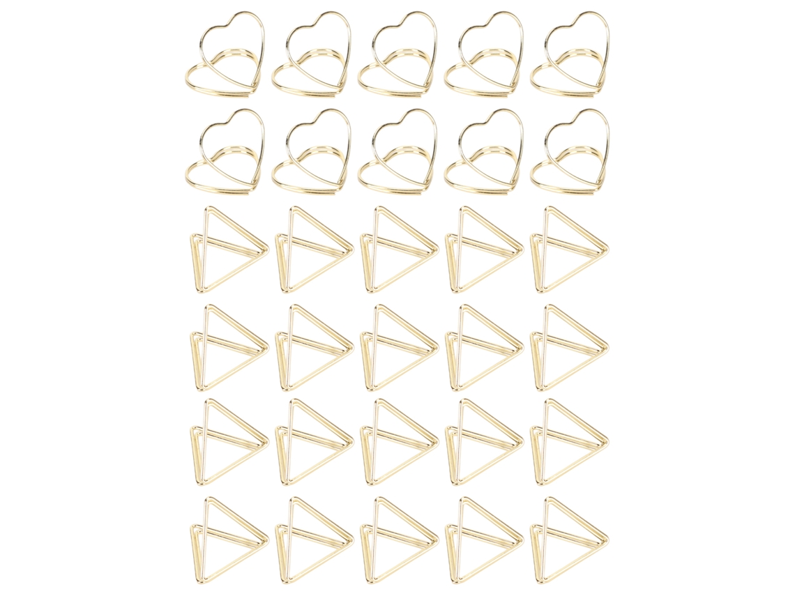 30 Clip Papel Cute Triangular Corazón Metal Durable Antirroto Para Colegio Oficina Hogar