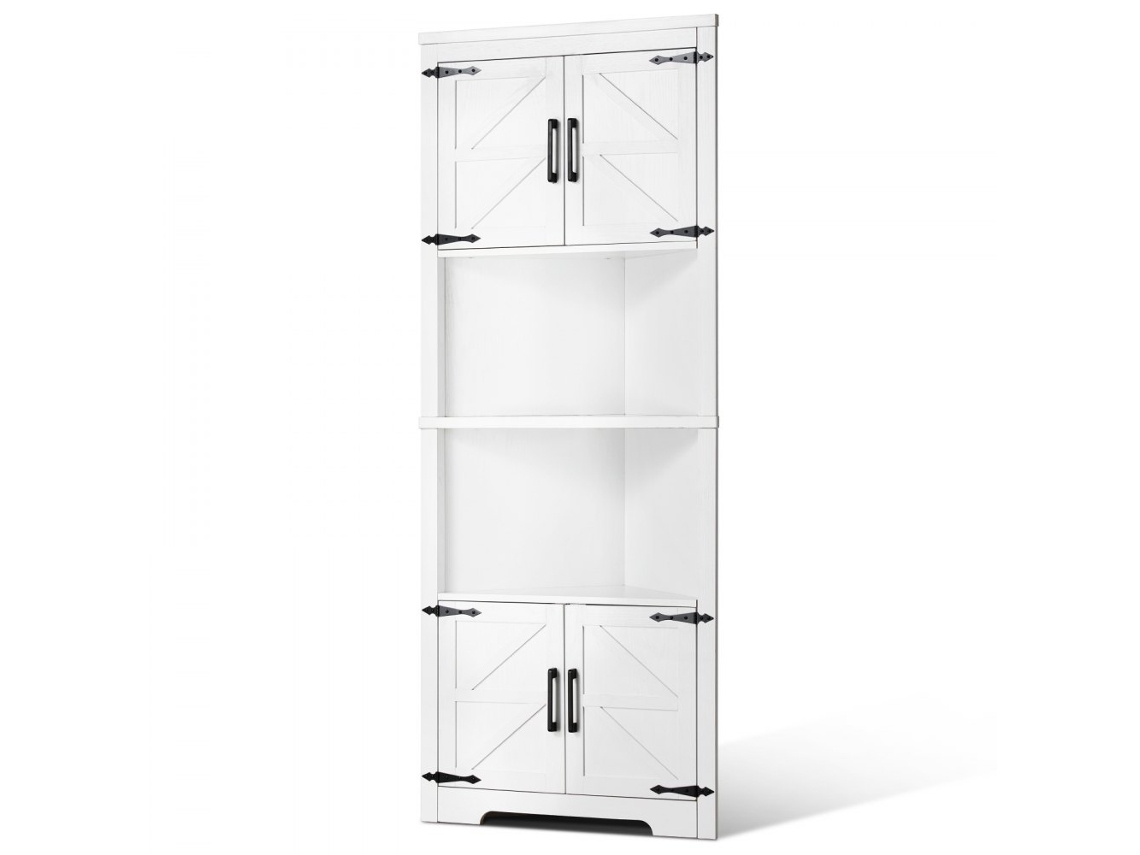 Mueble esquinero blanco de 171 cm con 4 puertas y estantes regulables Tekmaquinas