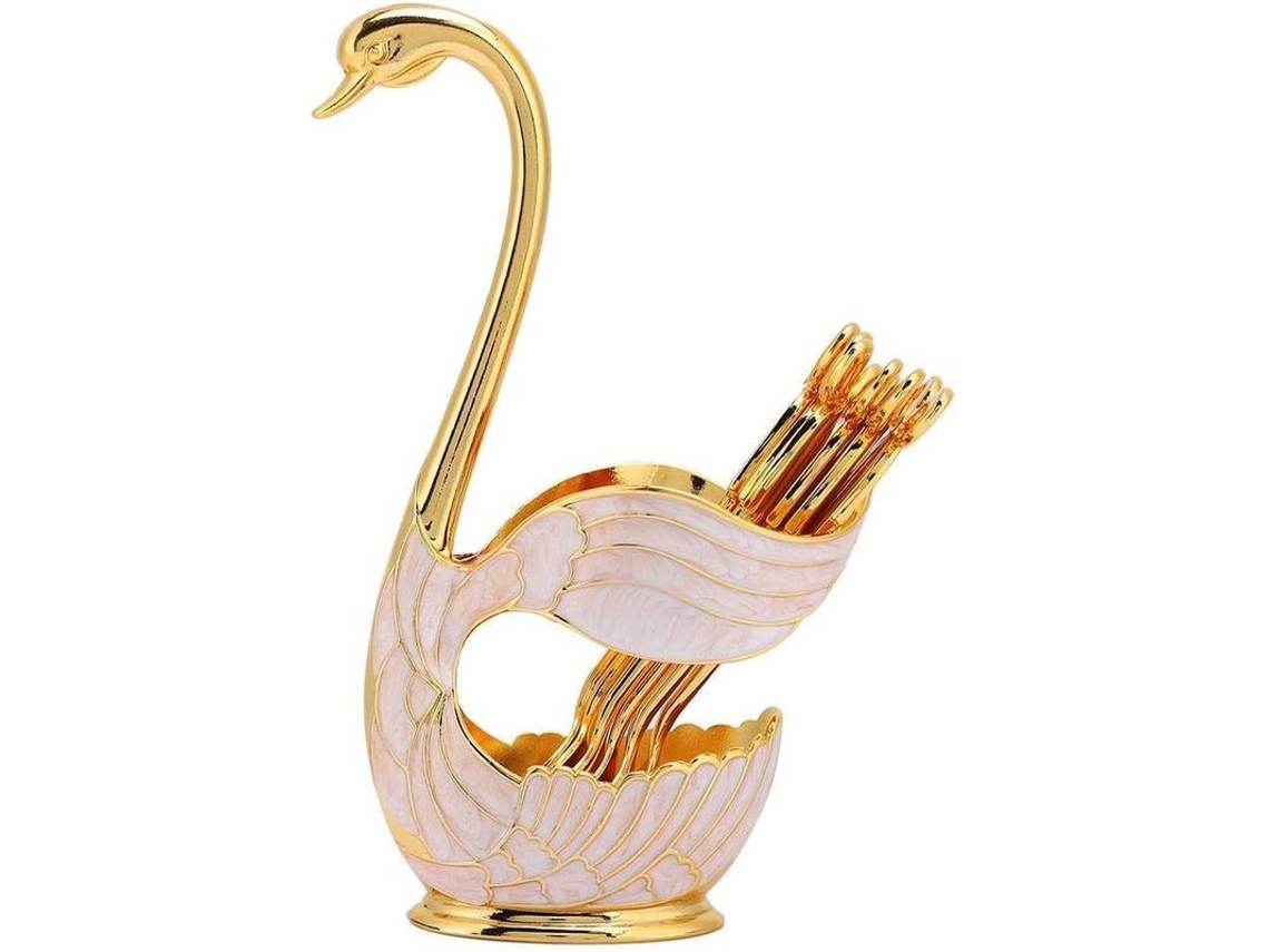 2026da-set Cucharas Postre Estilo Europeo Paleta Cisne Decorativa Mesa Café Material Metal Regalo Parejas Oro