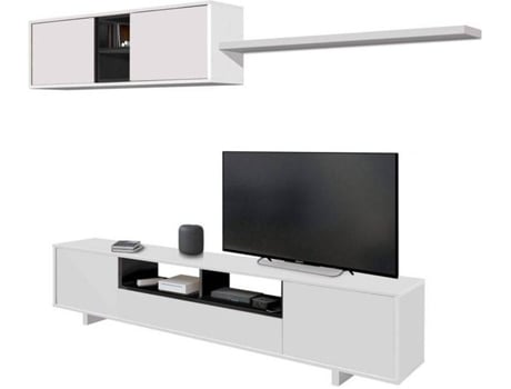 Conjunto de Muebles de TV HABITDESIGN Belus (Blanco Brillo - Gris Antracita - Madera - 200 x 41 cm)