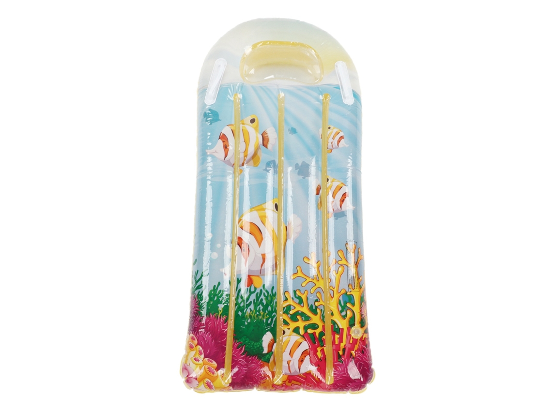 Flotador inflable infantil con forma de pez tropical amarillo y mango de PVC reforzado