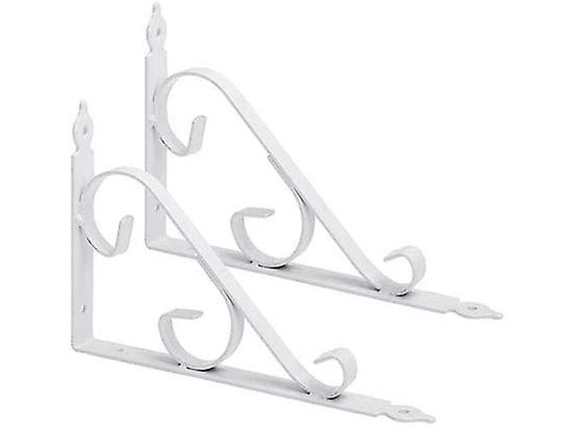 Juego de 2 soportes de esquina para estante, metal negro, 250 x 164 mm, blanco
