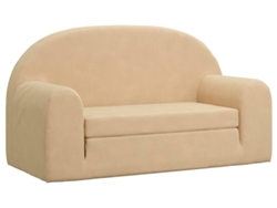 vidaXL Sofá cama infantil 2 plazas felpa suave crema