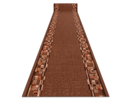 Alfombra de Pasillo con Refuerzo de Goma DYWANY LUSZCZOW (67 x 1050 cm - Poliamida - Marrón)