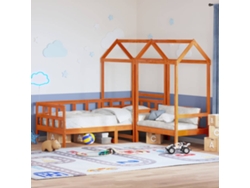 Sofá Cama Con Techo Madera Maciza Pino Marrón Cera 90x200 Cm
