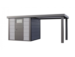 Caseta de Jardin metálica NH4 con Apoyo abierto grande a la derecha | Gris Claro | (238 x 238) + (284 x 238) - NOVO HABITAT