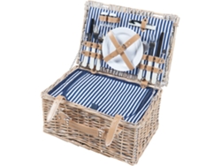 Cesta de picnic Lumparland para 2 personas con hielera 40x28x20cm - Blanco / Azul CASA.PRO
