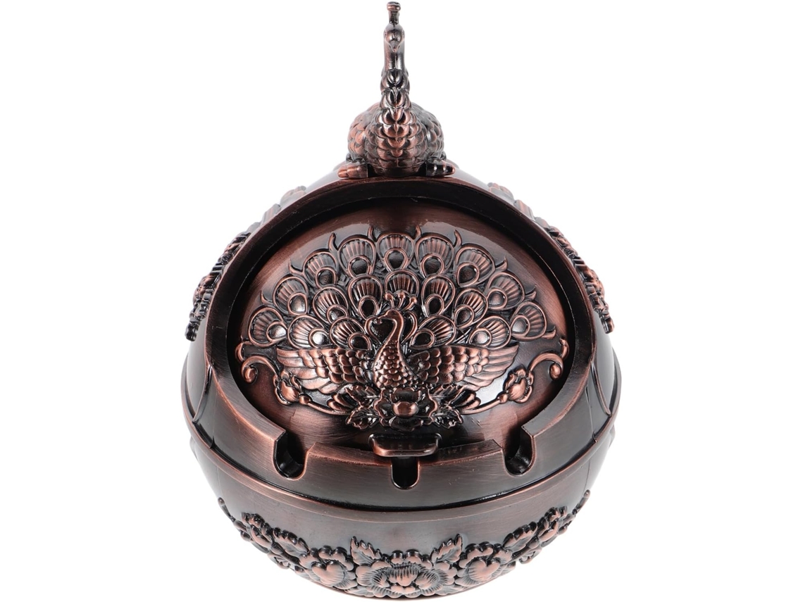 Cenicero Aleación Marrón Estilo Retro Vintage Duradero Patio Oficina Diseño Elegante Doble Función Zinc Tapa