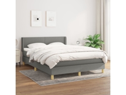 Cama Box Spring Con Colchón Tela Gris Oscuro 140x190 Cm