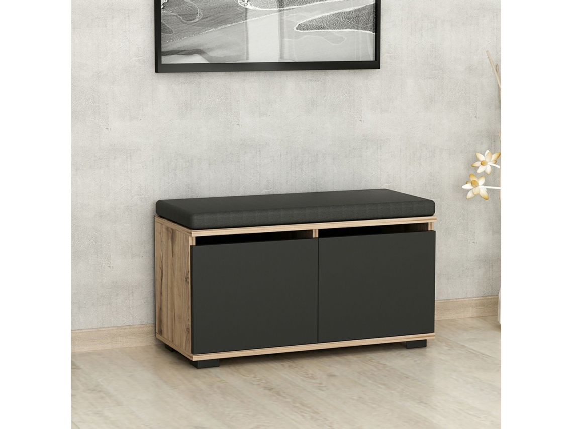 Zapatera [EN.CASA] (Negro - Textil Aglomerado - 42 x 80 x 35 cm)