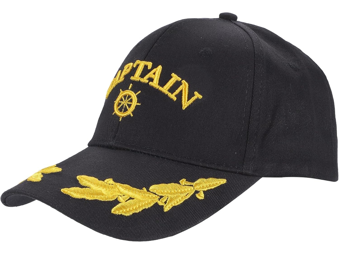 Gorra De Béisbol Ajustable Y Práctica Para Hombre En Algodón Negro, Elegante Gorra De Capitán.