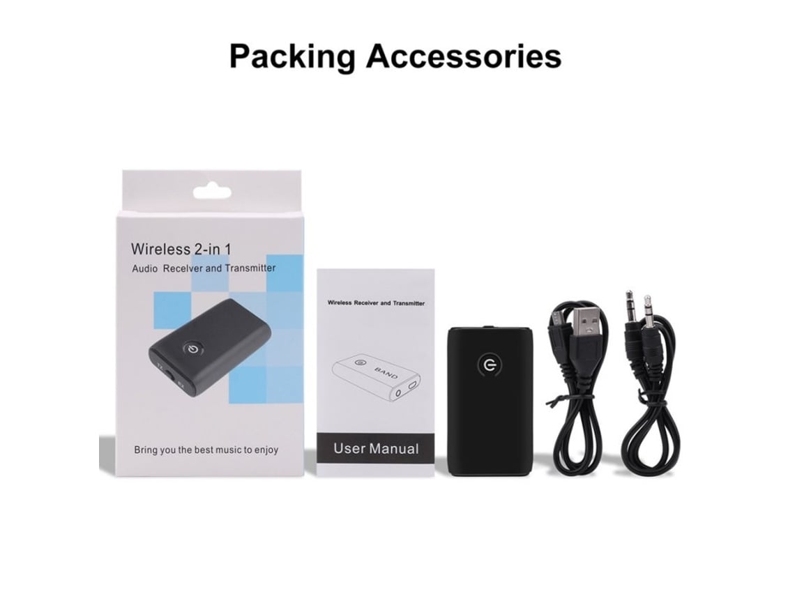 Transmisor y receptor Bluetooth 2 en 1 para altavoces de TV y ordenador - Negro ELISEFASHION