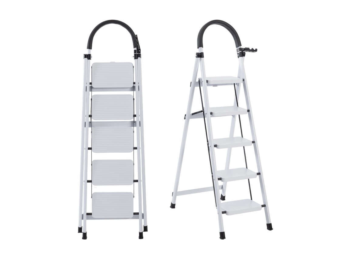 Escalera Plegable Seven Comfort Con 5 Escalones Ensanchados, Escalera Doméstica
