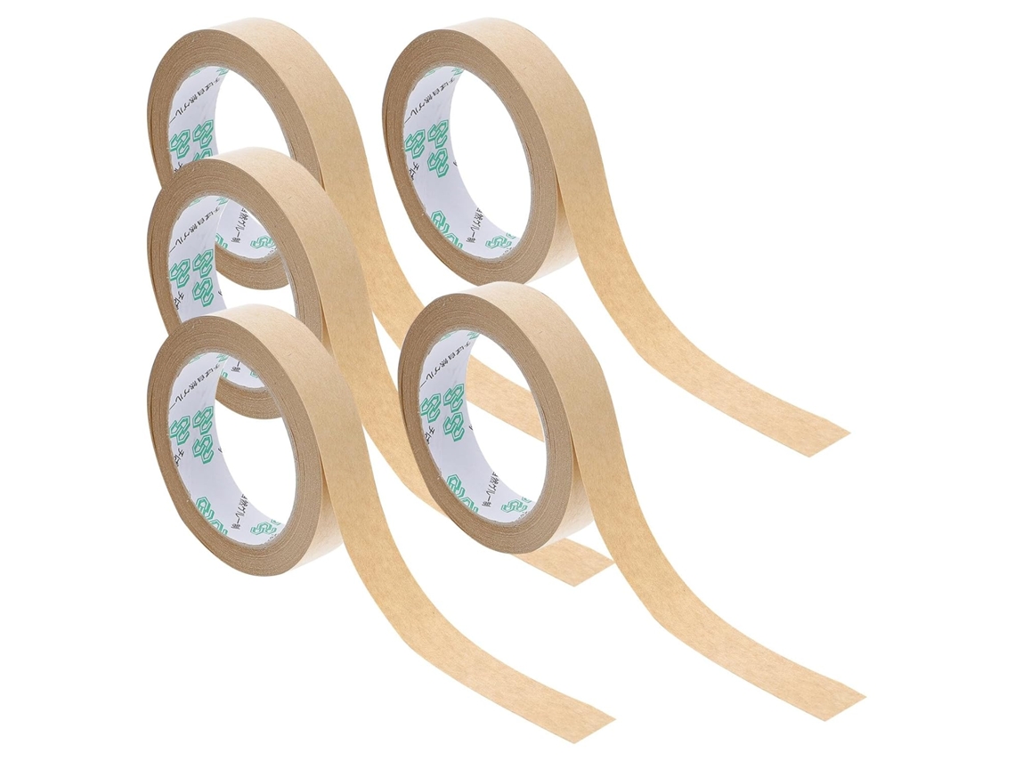 5 rollos de cinta adhesiva de papel kraft. Cinta adhesiva ecológica para embalaje, con gran poder adhesivo. CHABERLU