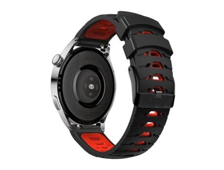 Correa de Silicona 20mm dos colores con orificios trapezoidales de tres filas para Samsung Galaxy Watch4 40mm/44mm/Garmin Venu 2 Plus - negro/rojo