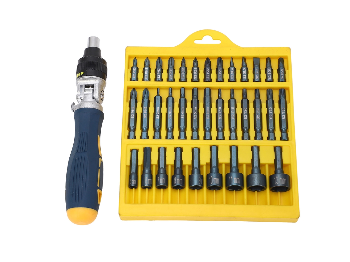 Juego De 36 Tornillos Con Base Giratoria Magnética Y Llave De Carraca, Kit De Herramientas Para Reparación De Automóviles De 1/4".