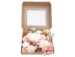 KOFIHETY Caja de flores artificiales para boda caja de regalo raíz de loto rosa + champán