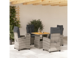 Juego de comedor de jardín de 5 piezas DKD Home Decor con cojines de mimbre gris