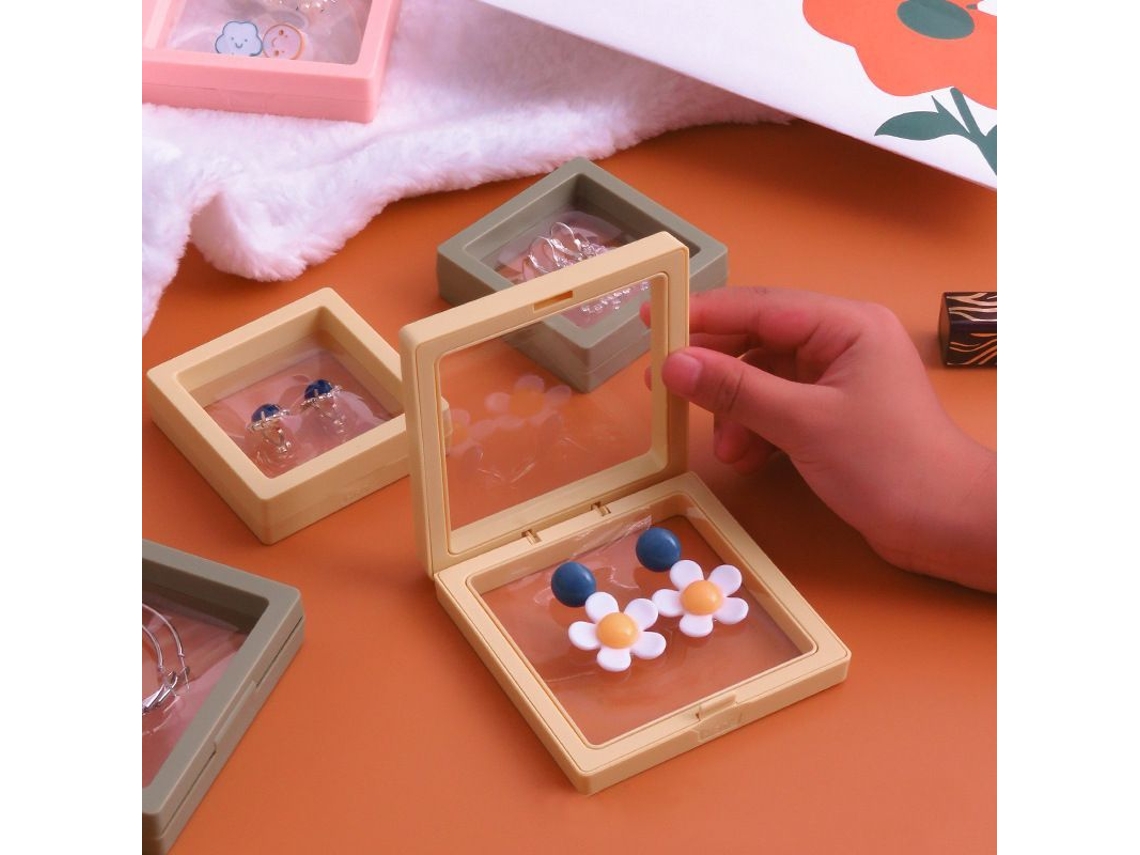 2026-rack De Joyería Caja De Suspensión De Película Pe Transparente Acrílico Almacenaje Aretes 7*7 Cm Amarillo