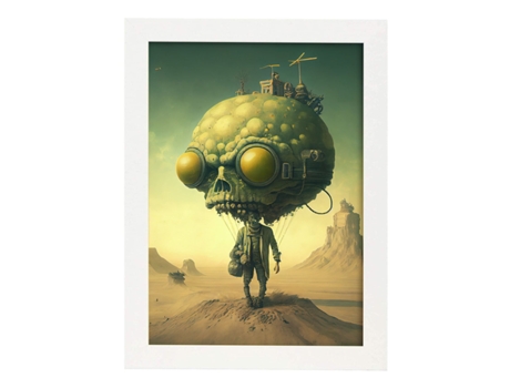 NACNIC Poster Calavera En Estilo Surrealismo Cinematográfico Ilustraciones Y Grabados De Historieta Abstracta Y Artística A4 Marcos Blancos