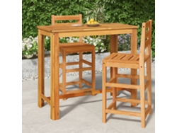 Mesa de bar de jardín de madera maciza de acacia (120 x 60 x 105 cm), DKD HOME DECOR