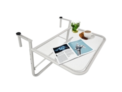 Mesa De Balcón Colgante Con Reposabrazos Ajustables, 3 Posiciones, 60x56x50 Cm, Blanca.