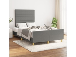 Estructura De Cama Sin Colchón Tela Gris Oscuro 120x200 Cm