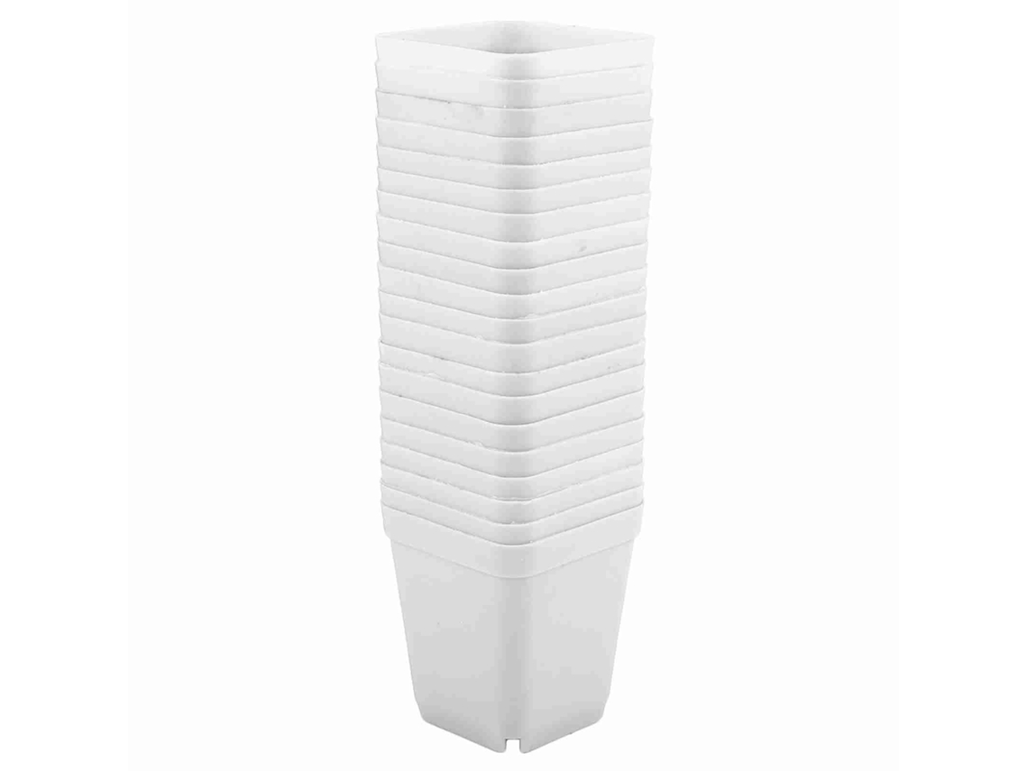 20 Macetas Pequeñas De Plástico Para Plantas Suculentas, Diseño Cuadrado Moderno, Color Blanco.