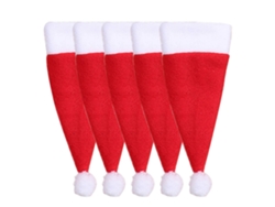 Bolsa para guardar platos con forma de gorro navideño, mini tapa para botella de vino, cola, cubiertos, tenedores, cucharas y cuchillos para Navidad. Nostalgia88