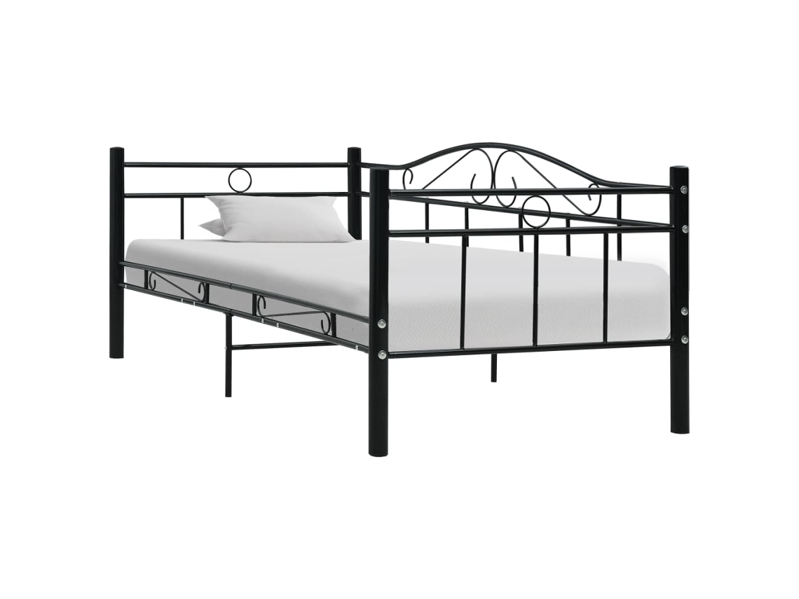 Estructura De Sofá Cama Sin Colchón Metal Negro 90x200 Cm