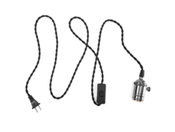 Portalámparas E27/e26 Con Cable E Interruptor, Casquillo De Luz Negro De Cobre Puro, Kit De Iluminación Colgante