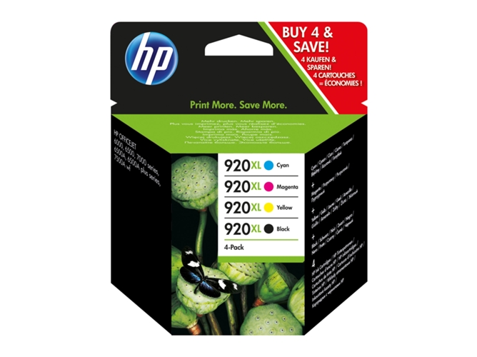 Cartuchos de tinta HP 920XL pack 4 1 negro + 3 color (C2N92AE)