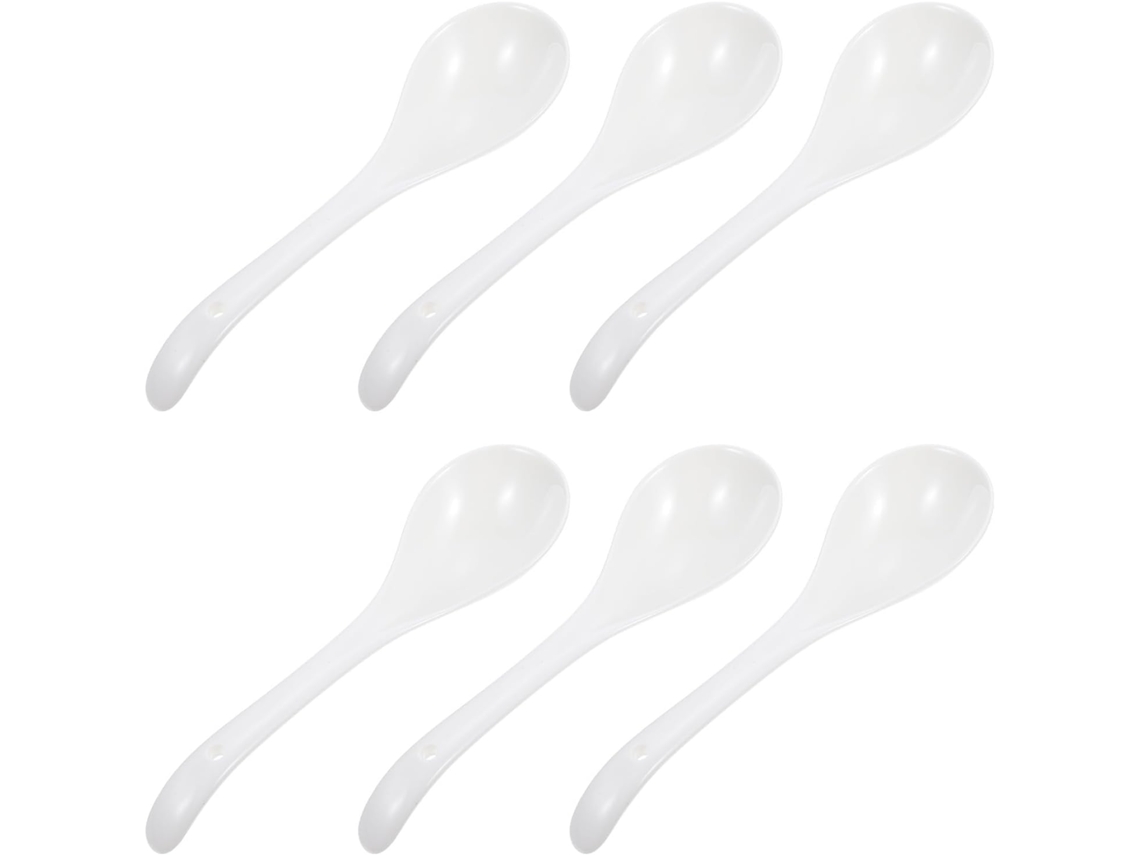 Juego De Cucharas Soperas De Cerámica Blanca Resistentes A Golpes Y Arañazos