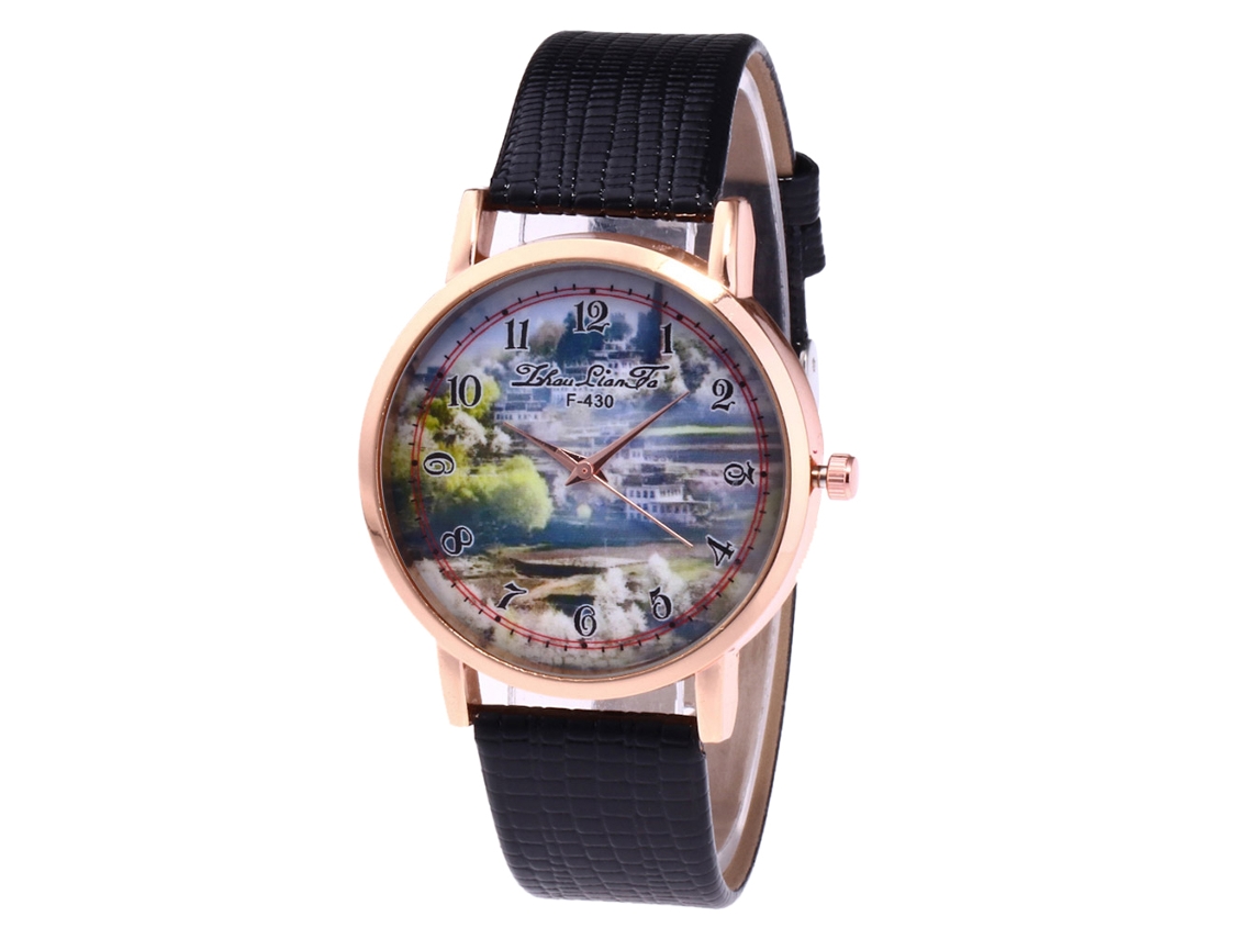 Reloj De Moda Zhoulianfa F-430x, Correa De Cuero Con Estampado De Cocodrilo Negro, Diseño De Cuarzo, Para Mujer.