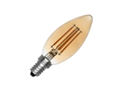 Bombilla LED de filamento E14, 4 W, 470 lm, C35, color dorado, sin parpadeo, luz blanca cálida de 2700 K, Ledkia
