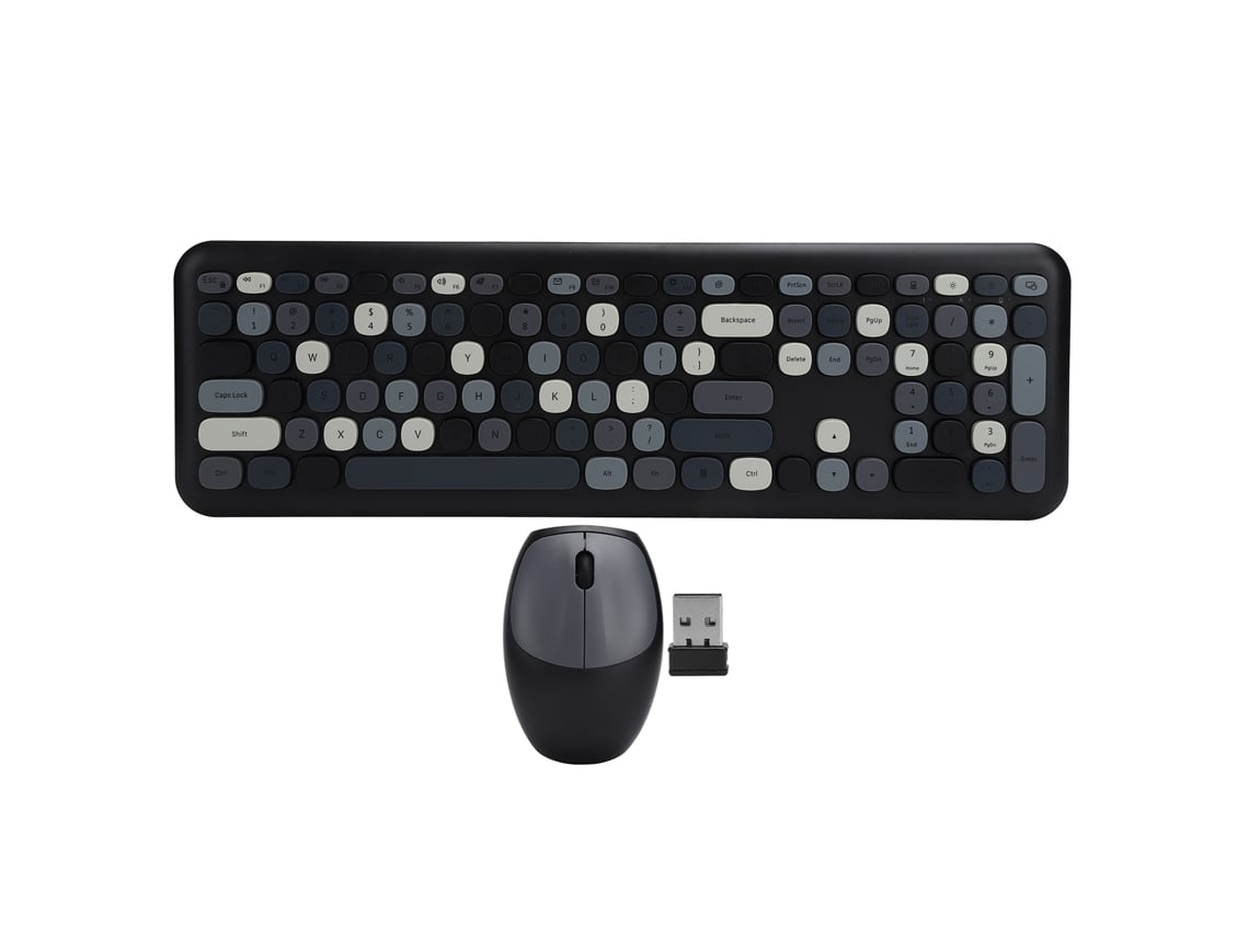 Baoj-2026kit Teclado y ratón inalámbricos 2.4g 110 teclas Accesorio para ordenador Gris Negro