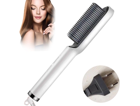 1 peine alisador de pelo iónico: cepillo alisador de pelo y plancha para un calor uniforme, ajustes de temperatura y pantalla LED, herramientas pro...