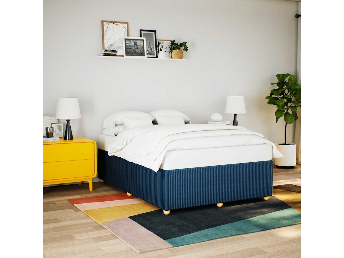 Cama Sin Colchón Tela Azul 160x200 Cm