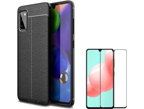 Funda y Protector de Pantalla Samsung Galaxy A41 PHONESHIELD Rugged Leather / Full Cover Negro