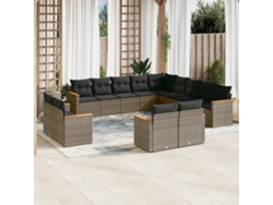 Conjunto de sofá de jardín de 13 piezas con cojines de mimbre gris DKD Home Decor