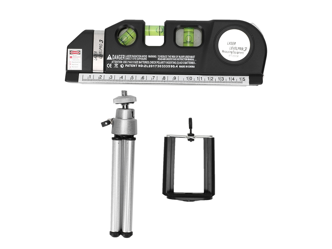 Nivel Láser Multifuncional, Regla Vertical Y Horizontal De 45 Grados Con Indicador De Burbuja, Cinta Métrica Y Trípode.