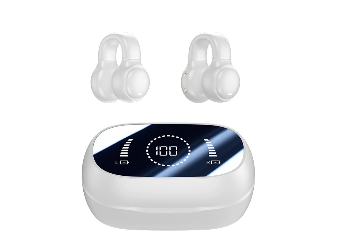 Auriculares inalámbricos Bluetooth de conducción ósea, diseño abierto, para correr y hacer ejercicio, blancos