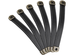 Tiradores De Cajón Cuero Auténtico, Juego 6, Bronce Antiguo, Distancia Entre Orificios 160 Mm, Para