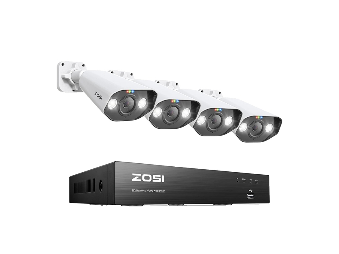 Kit de videovigilancia Zosi PoE, resolución de 5 MP, 4 cámaras incluidas, 4 cámaras de 5 MP, 2 unidades OEM