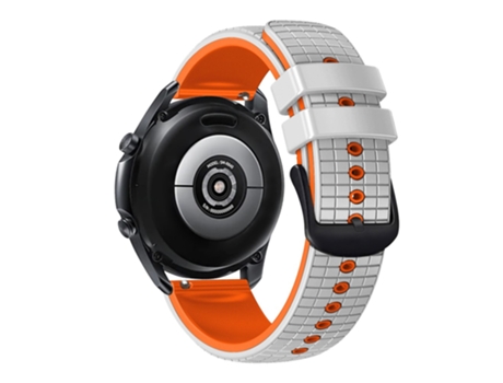 Correa de Silicona 20mm textura de rejilla para Huami Amazfit GTS4 Mini/GTS3/GTS2 2E - blanco/naranja