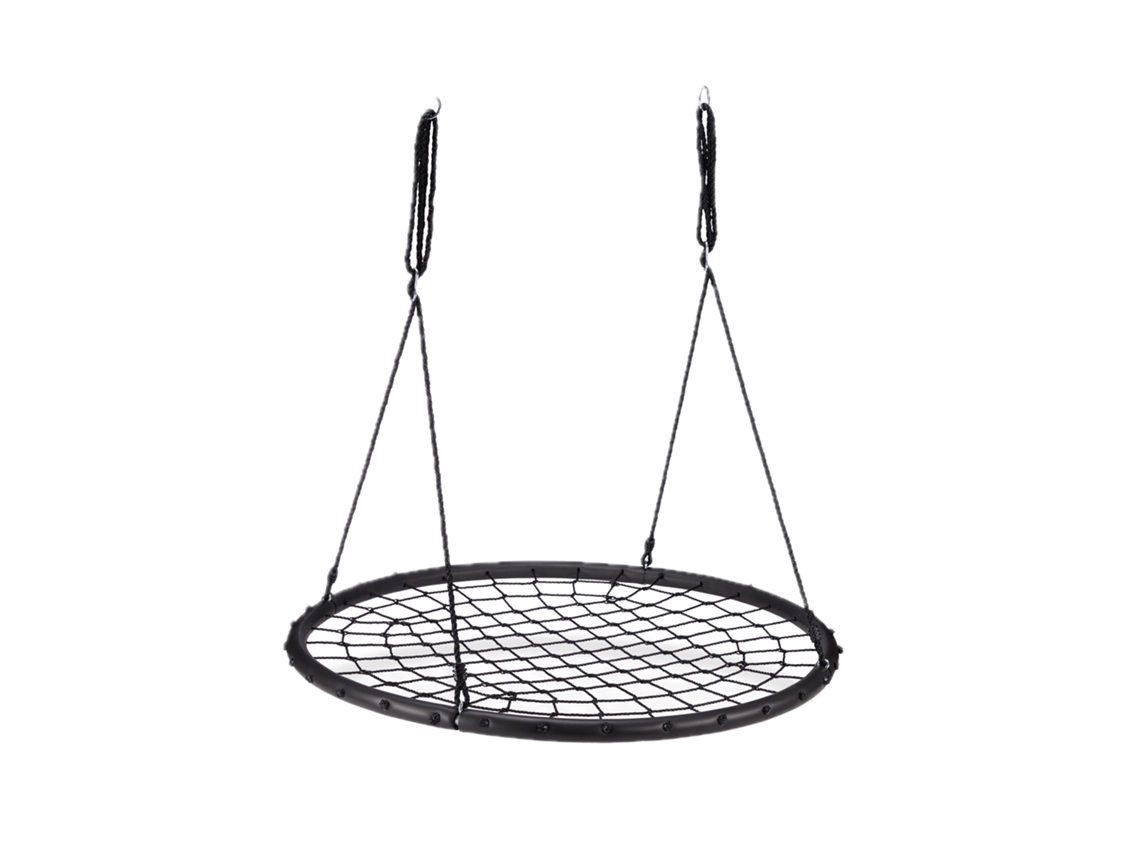 Relaxdays Columpio Jardín Nido De Red Para Niños Y Adultos, Hasta 150 Kg, Negro, Ø 120 Cm