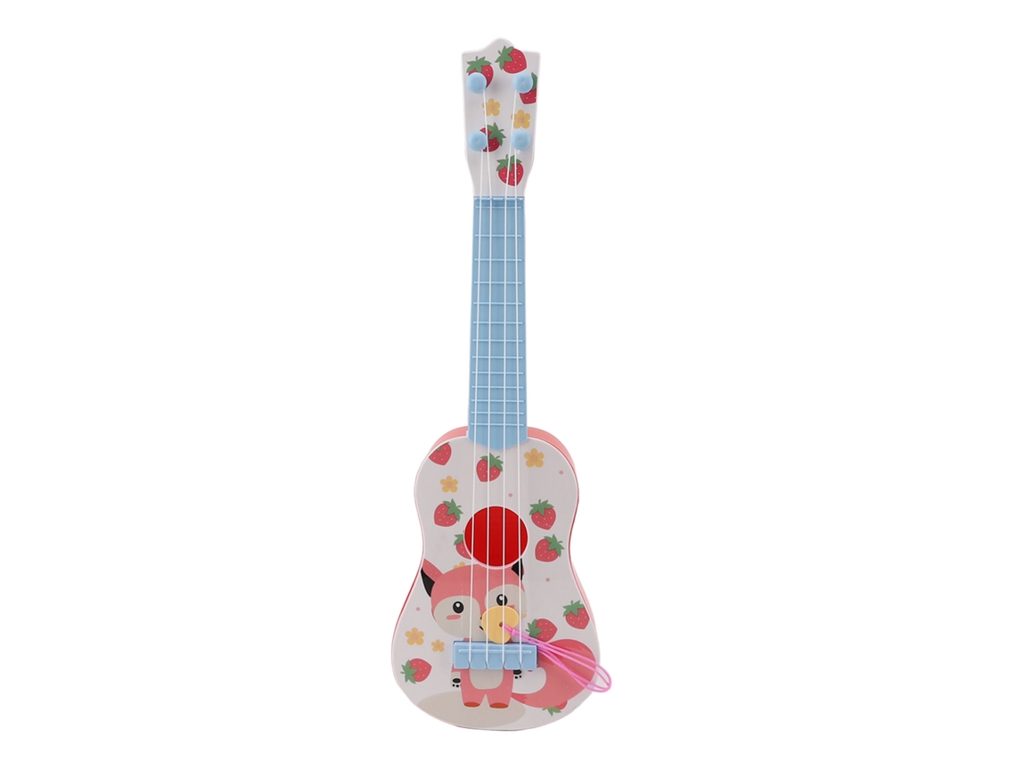 Ats-juguete De Ukulele Simulado Con 4 Cuerdas Ajustables, Instrumento Musical Portátil, Diseño Cartoon, Color Rosa