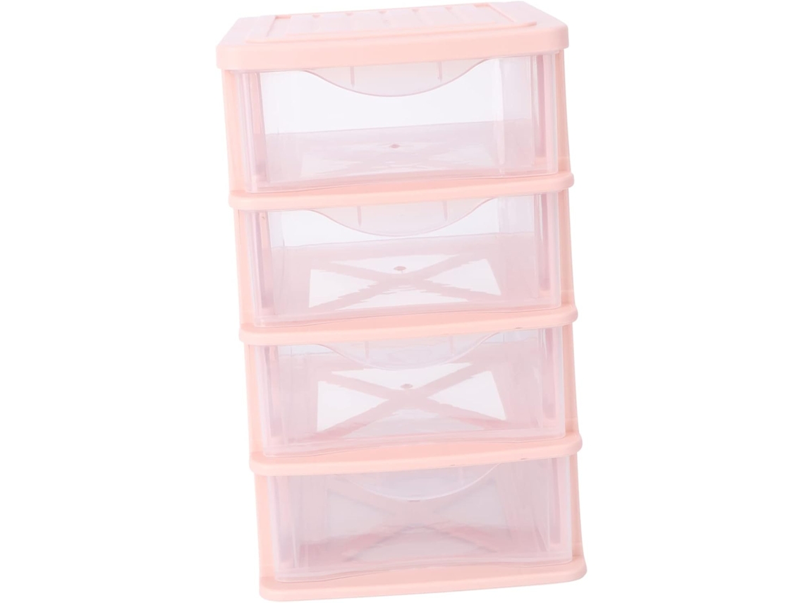 Cajón organizador de maquillaje con diseño práctico y resistente a caídas, rosa, en PP, para escritorio SFUSHOS