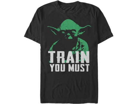 Camiseta Unisexo DEEPSTONE Yoda Train You Must Star Wars Negro (XXXL)