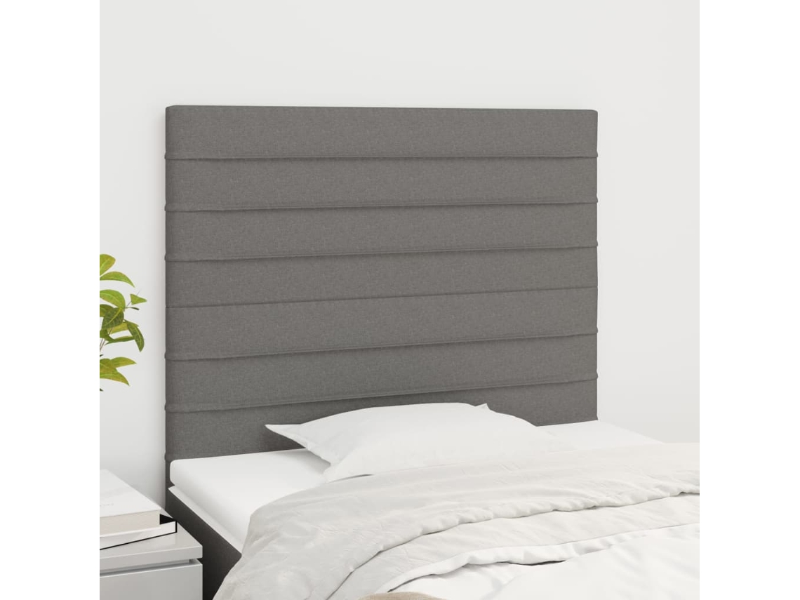 Cabeceros 2 Unidades De Tela Gris Oscuro 100x5x78/88 Cm